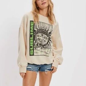 AMERICAN EAGLE OVERSIZED DISTRESSED SUBLIME GRAPHIC CREWNECK SWEATSHIRT